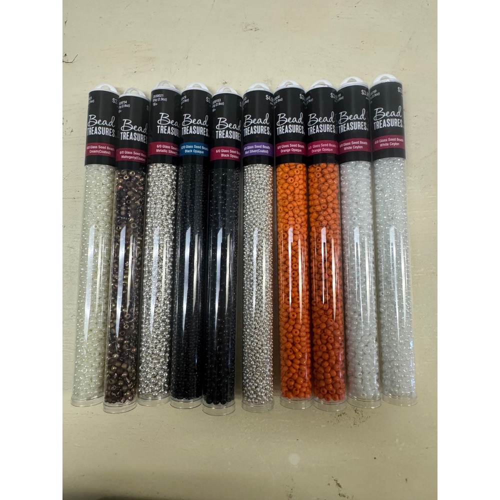 Bead Treasures Glass Seed Beads Lot 10 Tubes 6/0 12/0 Assorted Colors 85g Each